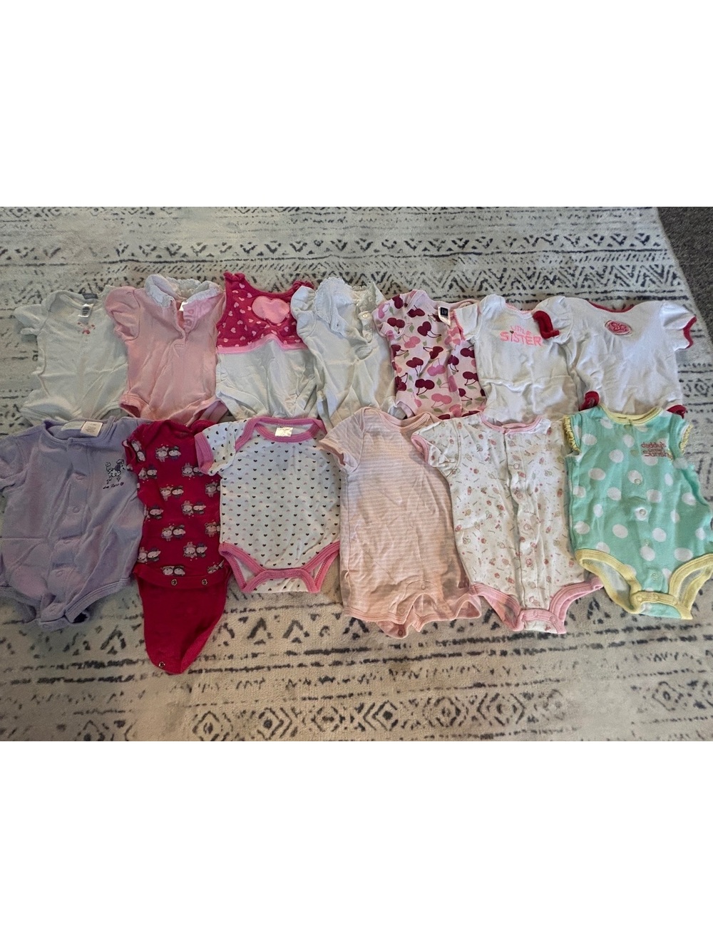 Baby Girls 0-3 Months Onesies Bodysuits Lot of 12 Cotton